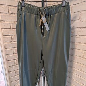 NWT Green Faux Leather Drawstring Pants, Size S